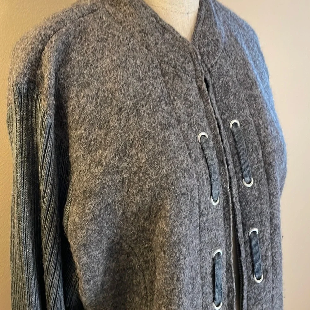 Carole Little wool grey cardigan with zipper - Picture 2 of 8